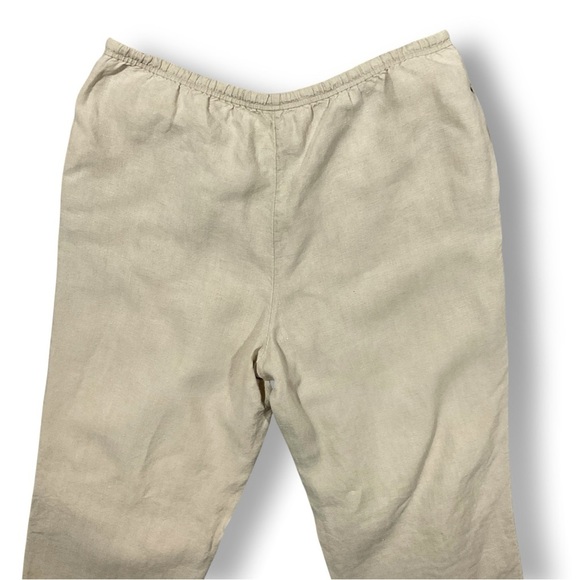 J Jill 100% Linen Drawstring Pants Sz L Wide Leg Neutral Coastal Resortwear Beig - Picture 6 of 9